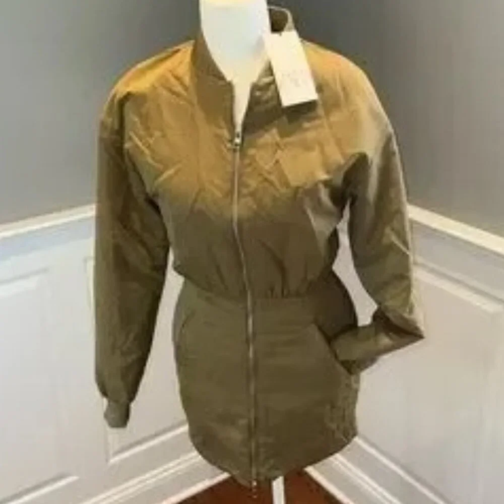 Zara NWT Puff Bomber Full Zip Mini Dress XS MINIMALIST QUIET FLEX MODERN COUTURE - Picture 5 of 17